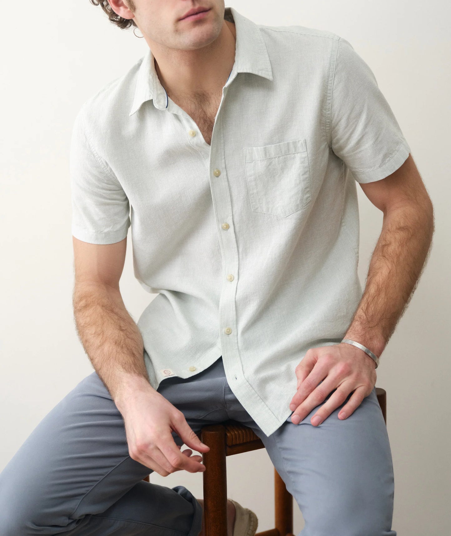 Better-Than-Linen Short Sleeve Shirt | Iceberg Stripe