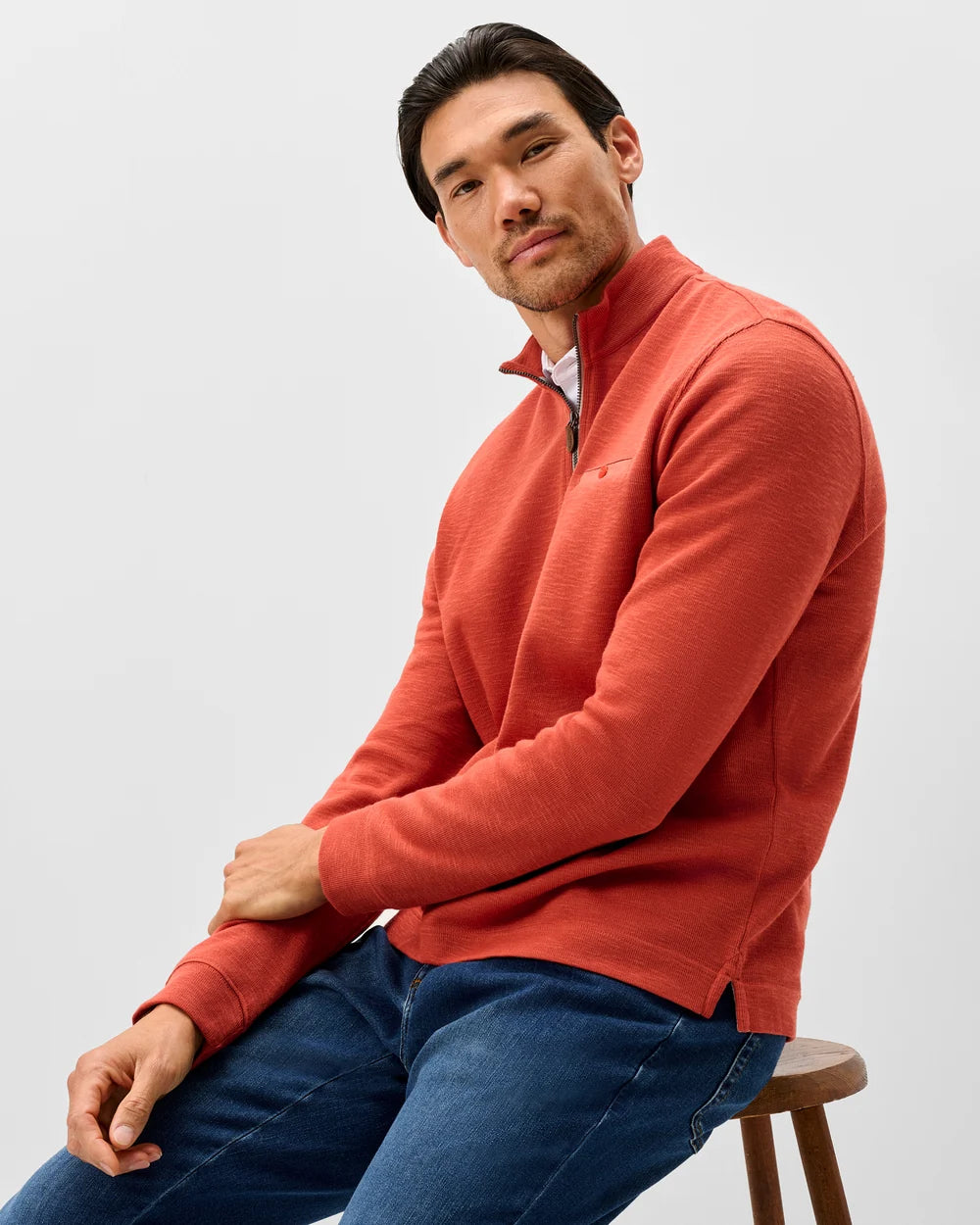 Flame Stitch 1/4 Zip | Tangerine