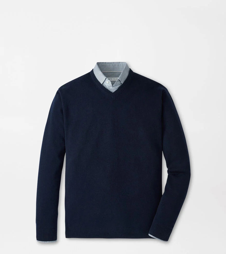 Crown Heritage Cashmere V Neck Sweater | Navy