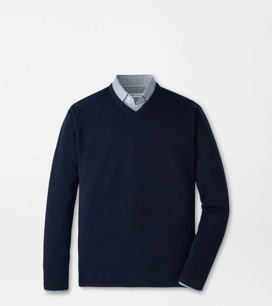 Crown Heritage Cashmere V Neck Sweater | Navy