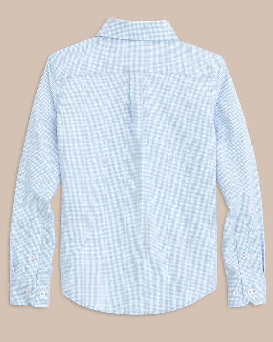 Boys Mini Gingham Sportshirt | Tide Blue