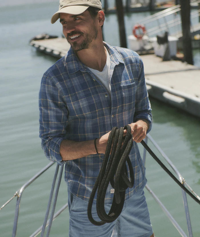 Classic Stretch Selvage Shirt | Blue Indigo Plaid