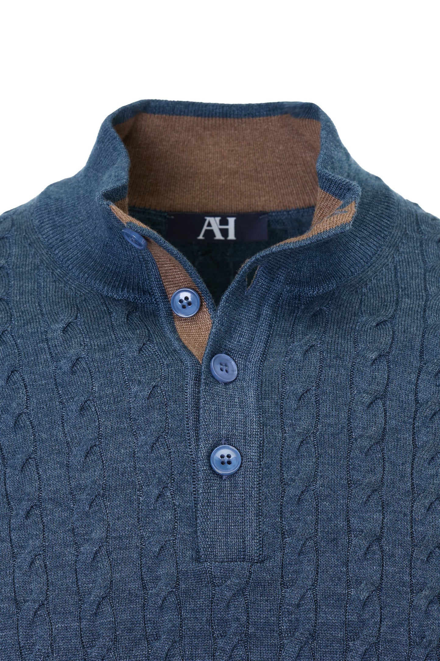 Cable Quarter Button Sweater | Indigo