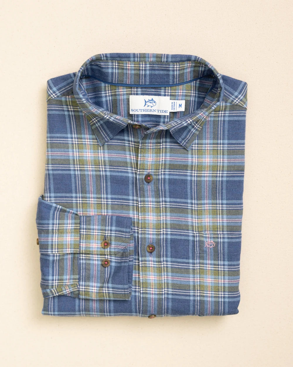 Ocean View Heather Brushed Twill Sportshirt | Heather Nautical Blue