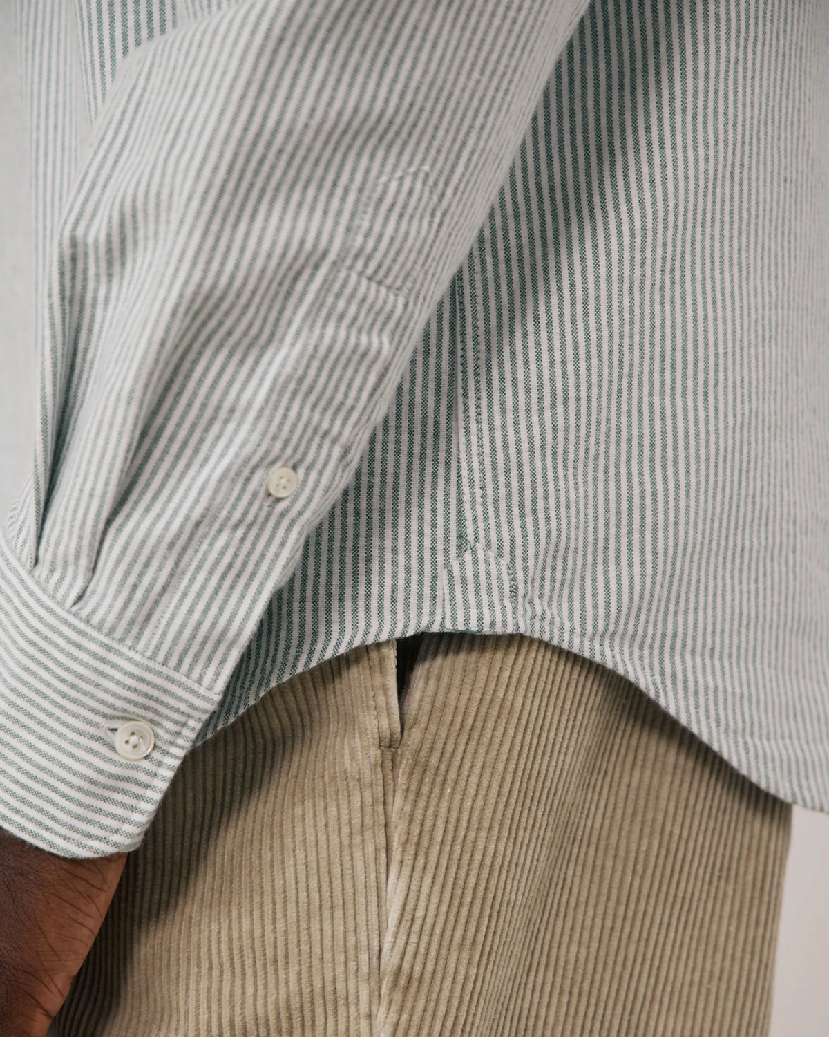 Pitt Brushed Oxford Shirt | Green Stripe