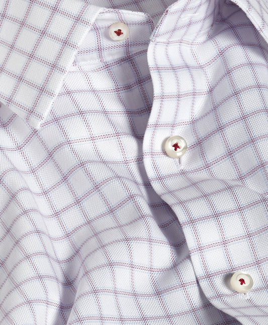 Windowpane Check Dress Shirt White & Merlot