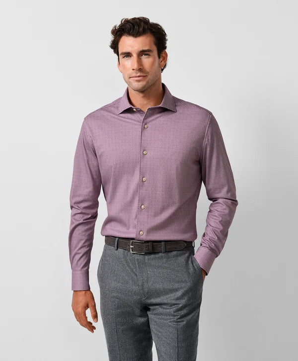 Check Knit Sport Shirt | Merlot & White