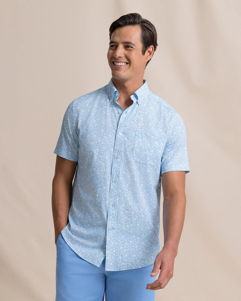 Garden Blooms Sportshirt | Tide Blue