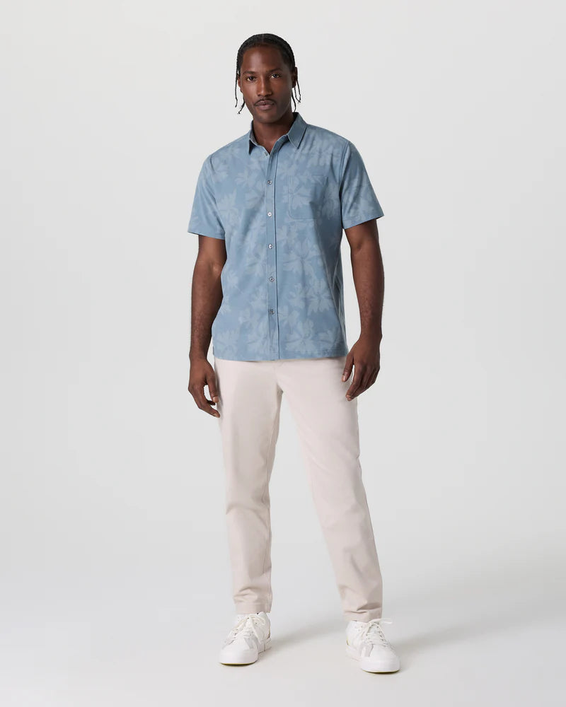 Bridge Button Down | Dusty Blue Plumeria