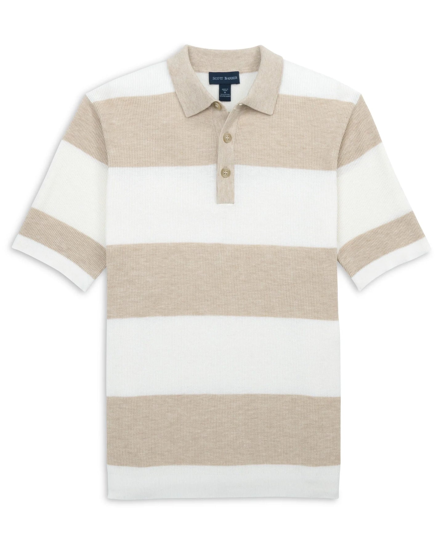 Ribbed Stripe Polo | Flax