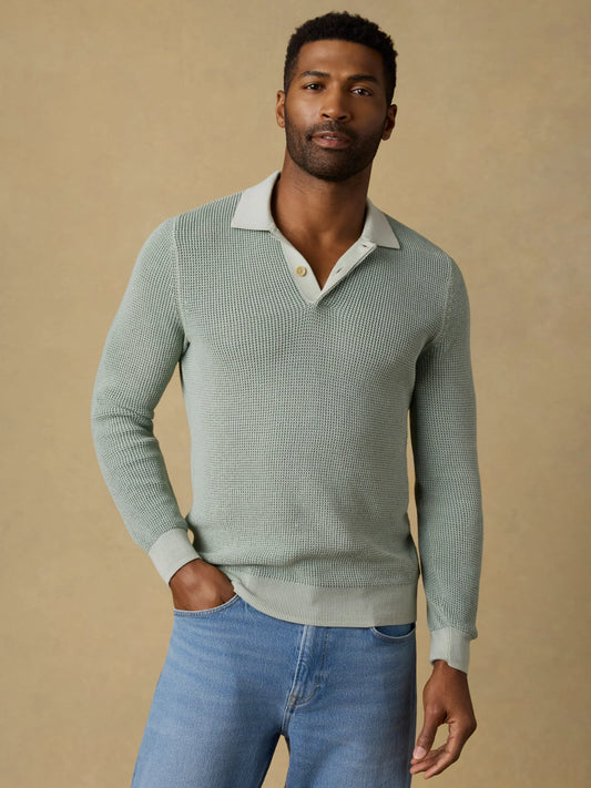 LS Sunwashed Sweater Polo | Sea Break