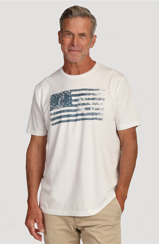 Vintage Combed Cotton Flag Crew | White