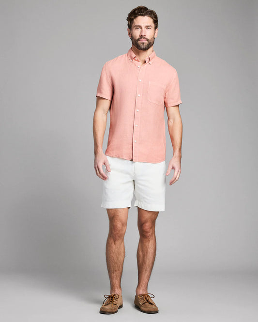 Linen Tuscumbia Button Down Shirt | Salmon