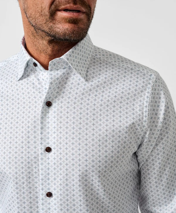 Neat Sport Shirt | White & Chocolate