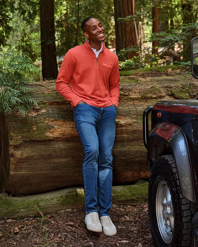Flame Stitch 1/4 Zip | Tangerine