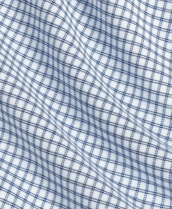 Twill Check Stretch Dress Shirt White & Navy