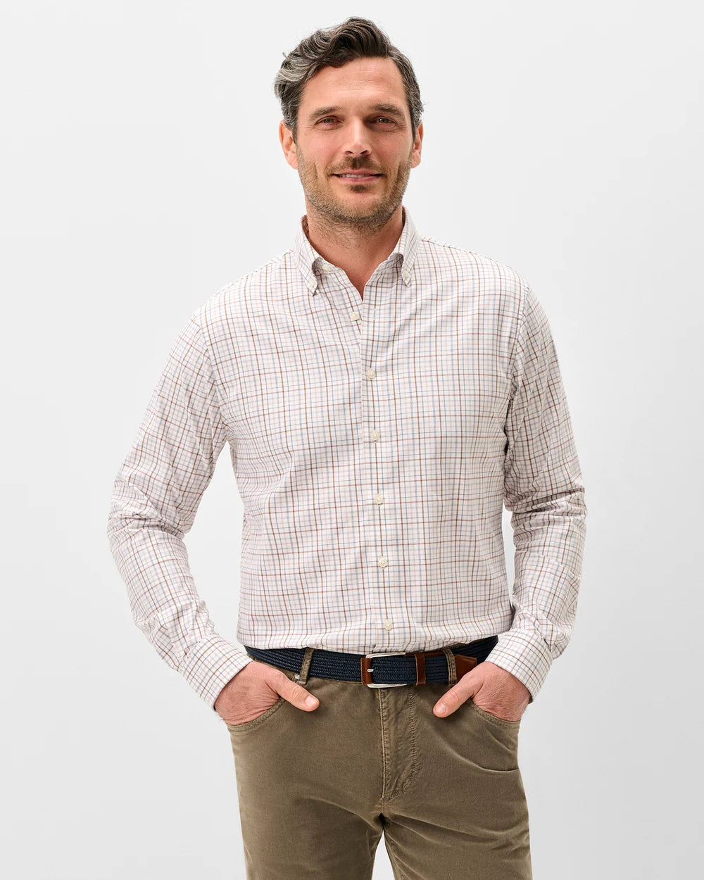 Sandlewood Pane Performance Shirt | White