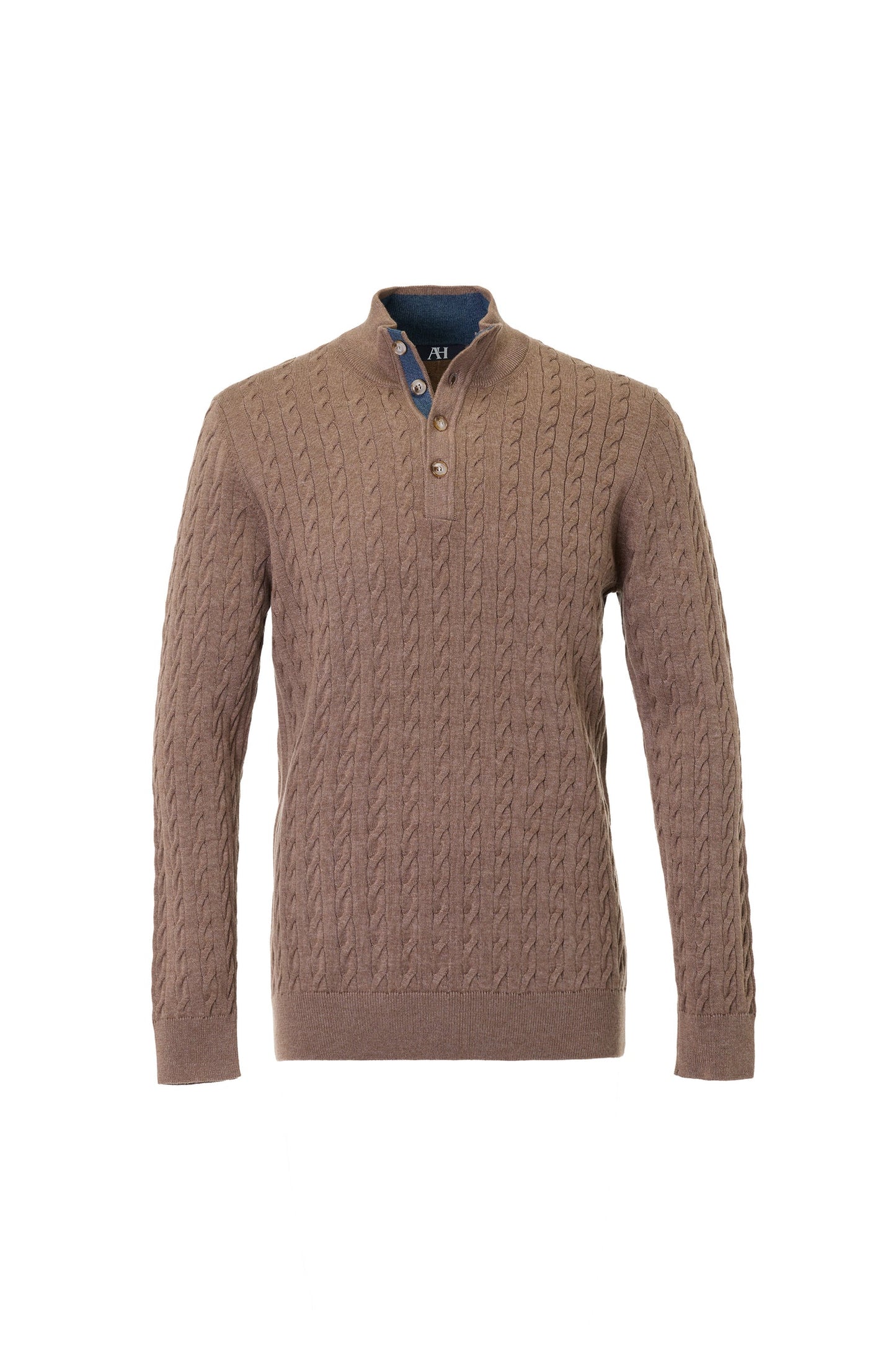 Cable Quarter Button Sweater | Mink