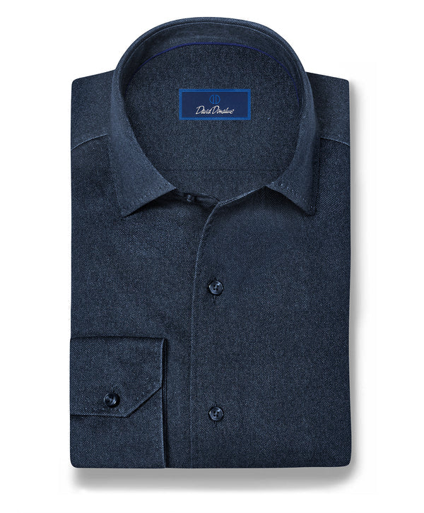 Solid Texture Knit Sport Shirt | Navy