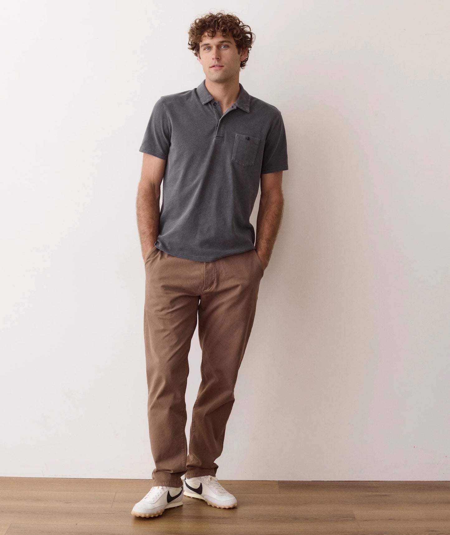 Luxe Slub Pocket Polo | Asphalt