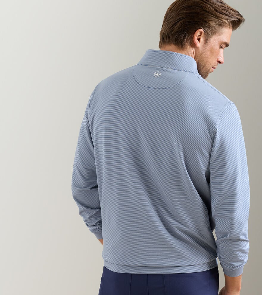 Perth Sugar Stripe Performance 1/4 Zip | Windsor Blue