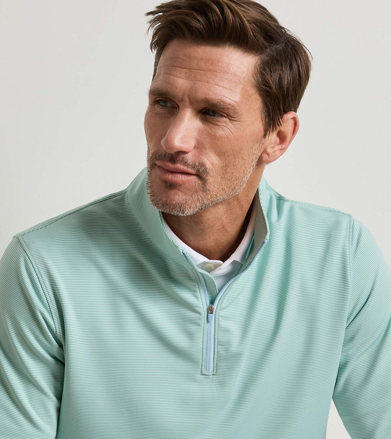 Perth Sugar Stripe Performance 1/4 Zip | Fresh Mint
