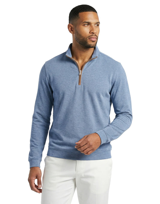 Stretch Heather Fleece Pullover | Country Blue