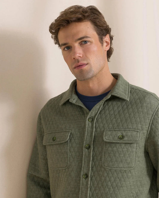 Heather Quilted Knit Shacket | Heather Cedar Green