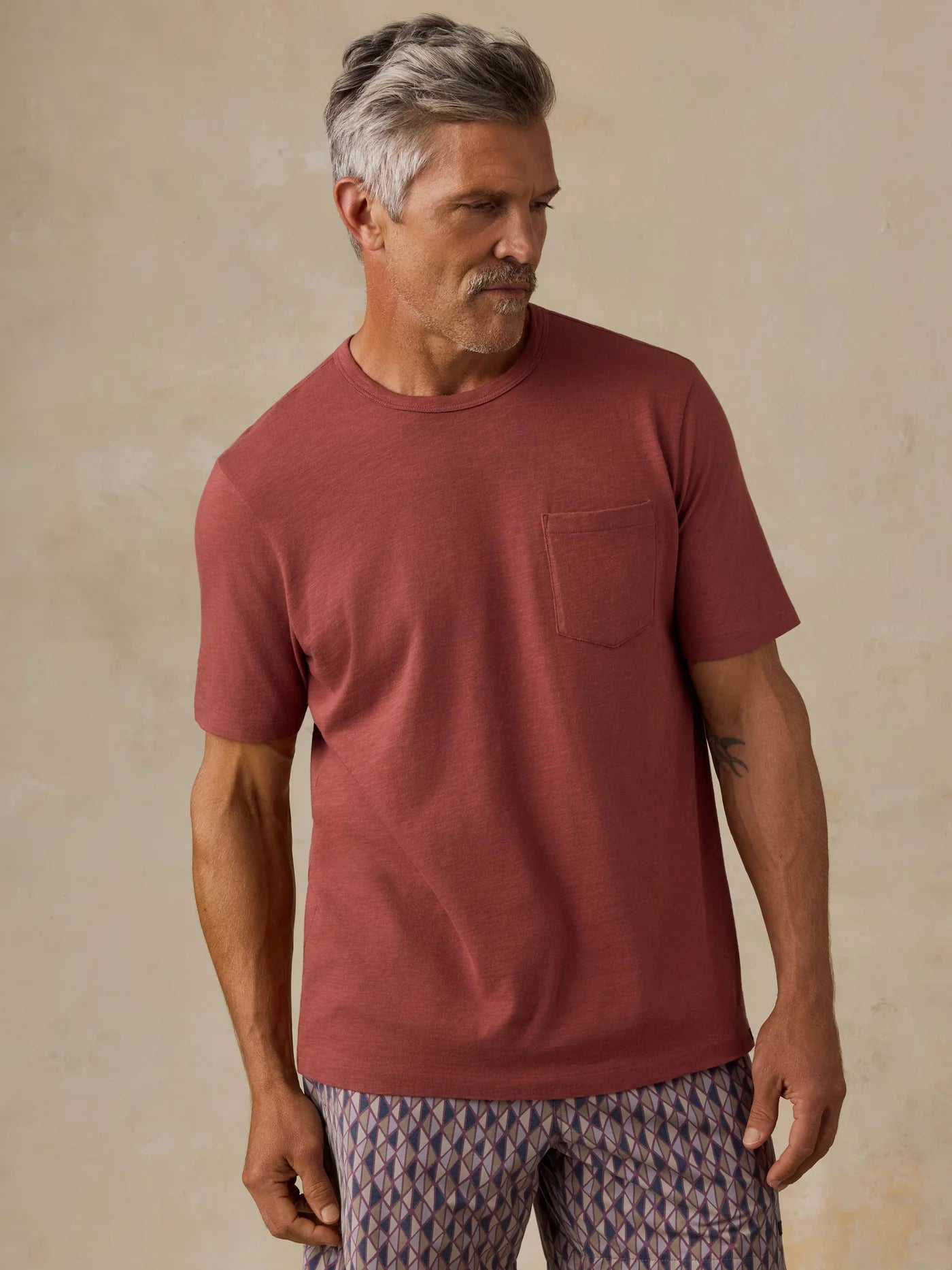 Sunwashed Pocket Tee | Sunset Red