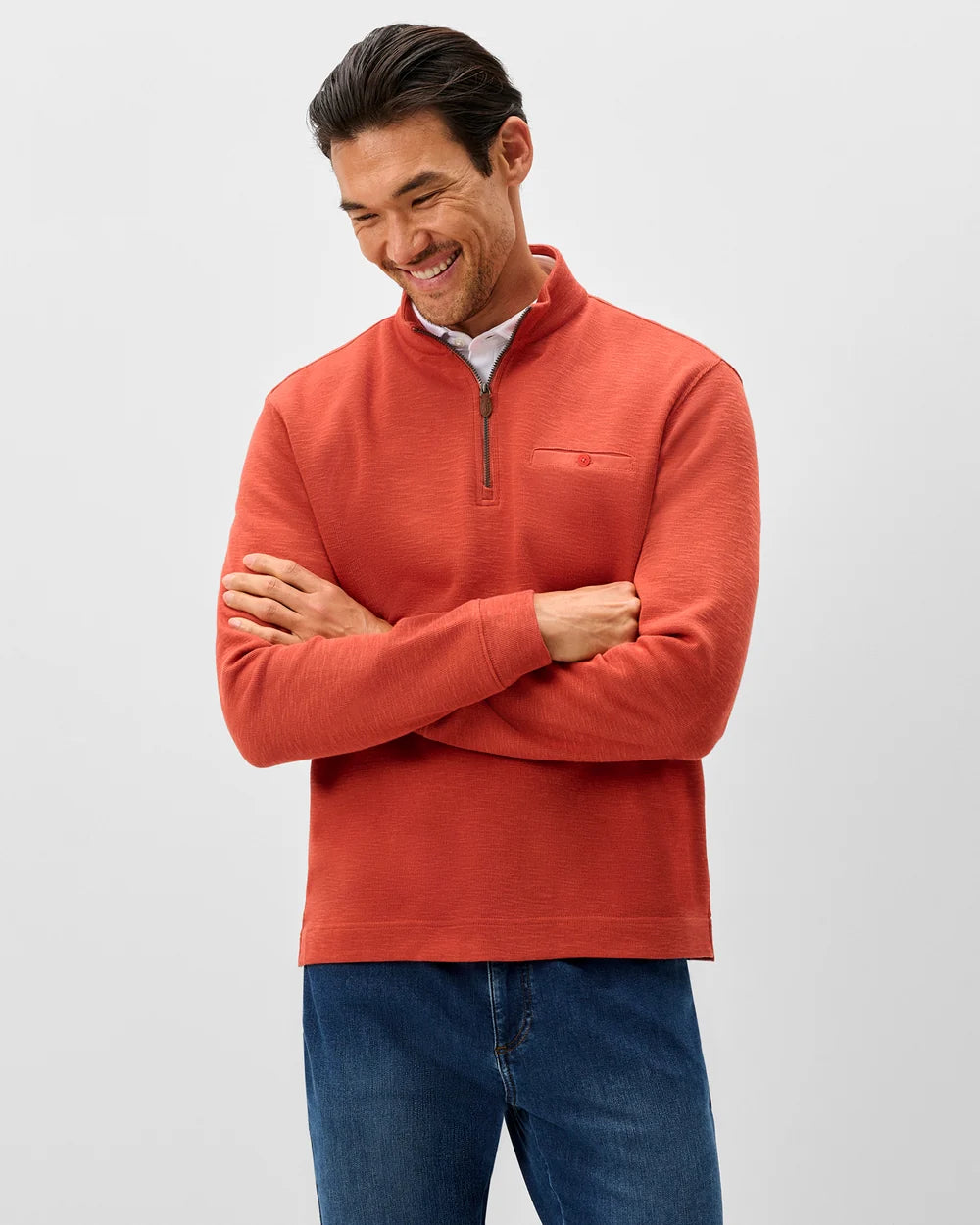 Flame Stitch 1/4 Zip | Tangerine