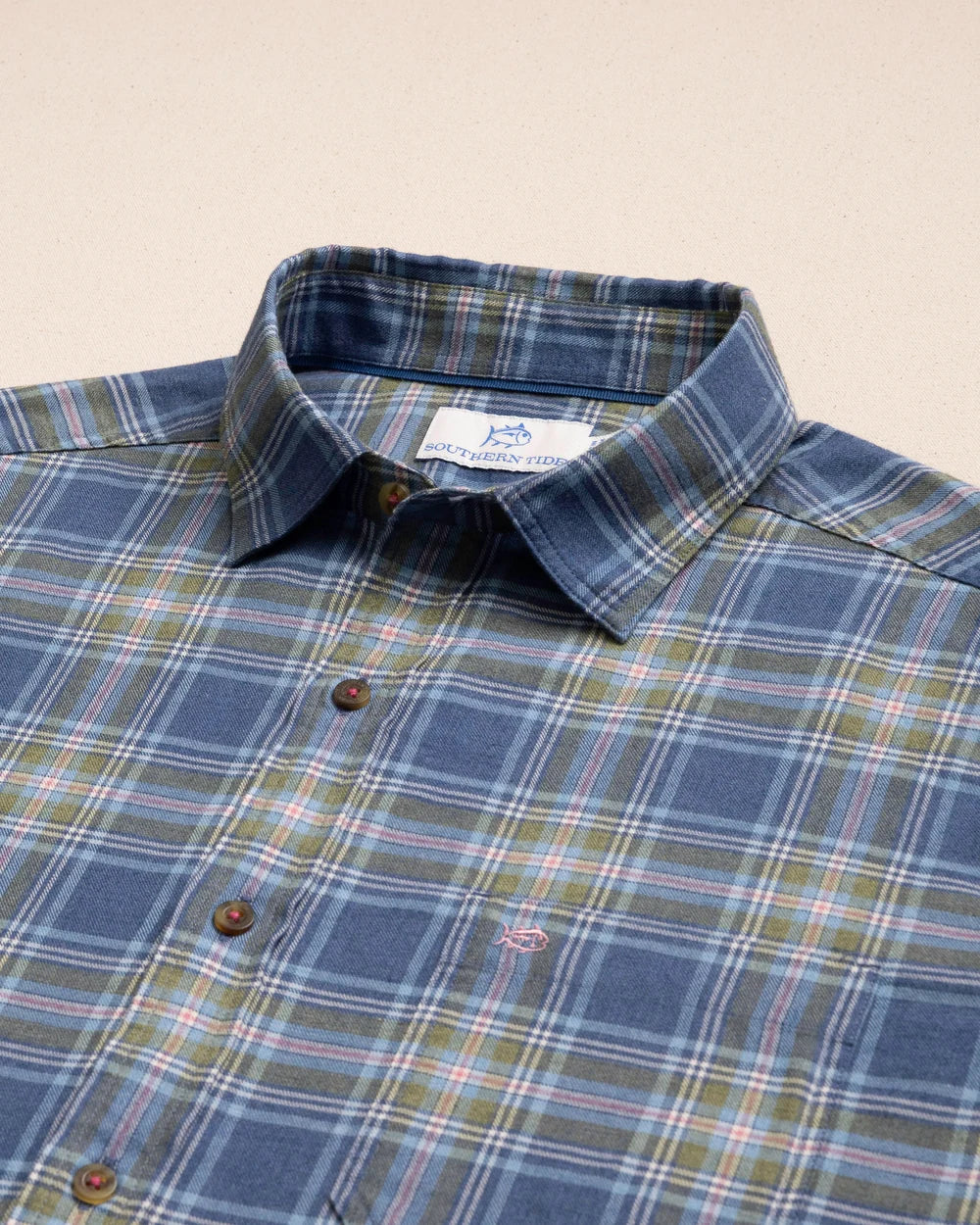 Ocean View Heather Brushed Twill Sportshirt | Heather Nautical Blue