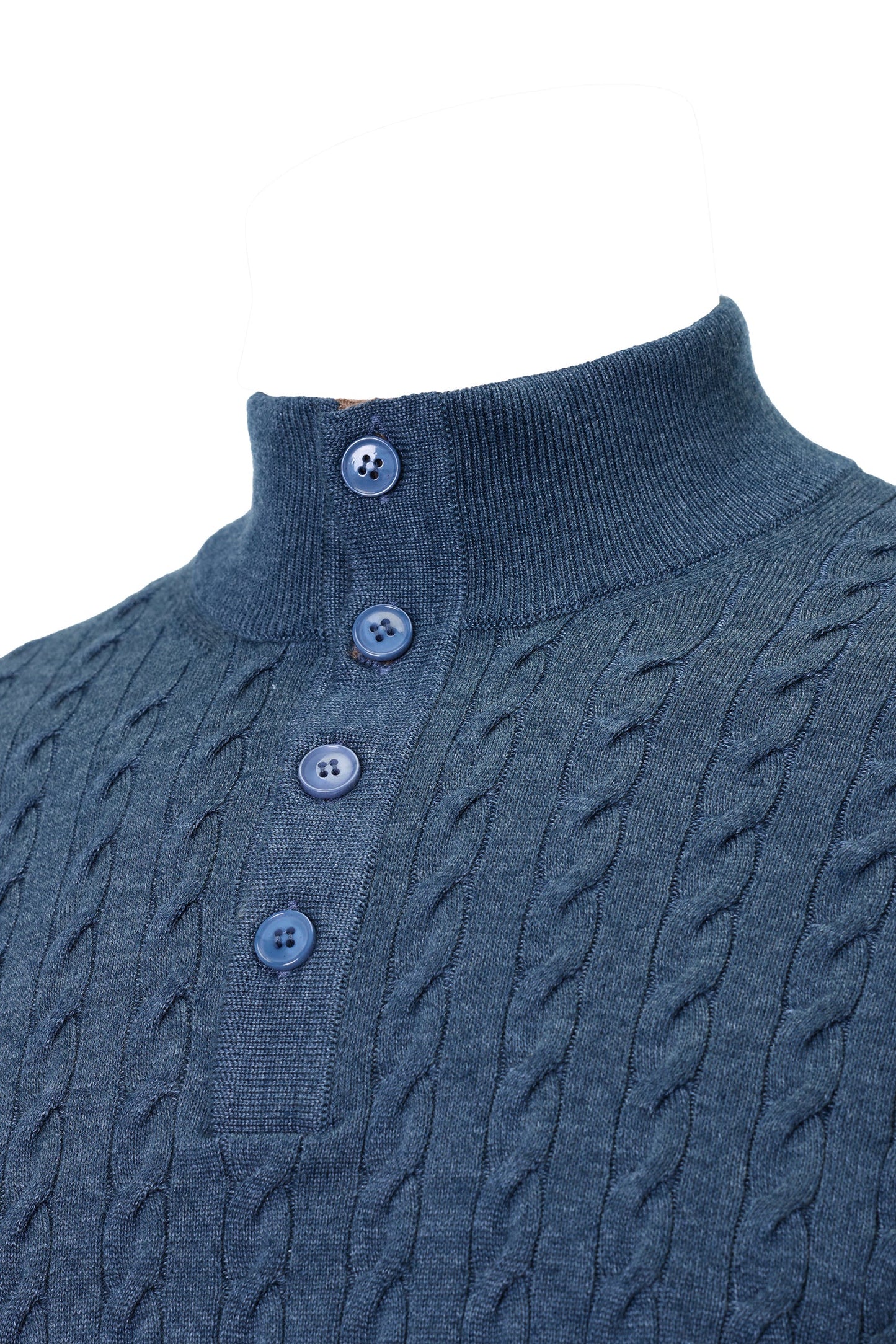Cable Quarter Button Sweater | Indigo