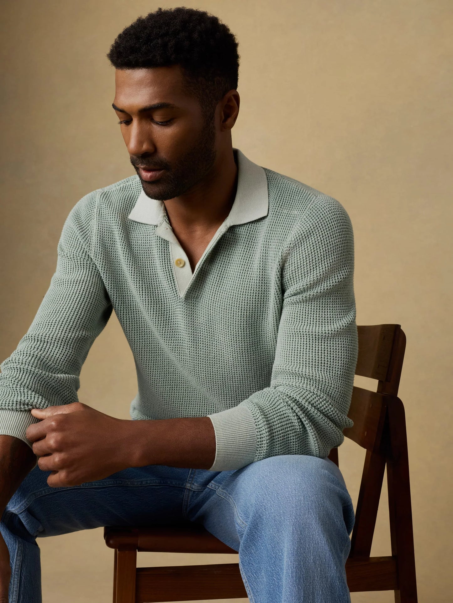 LS Sunwashed Sweater Polo | Sea Break