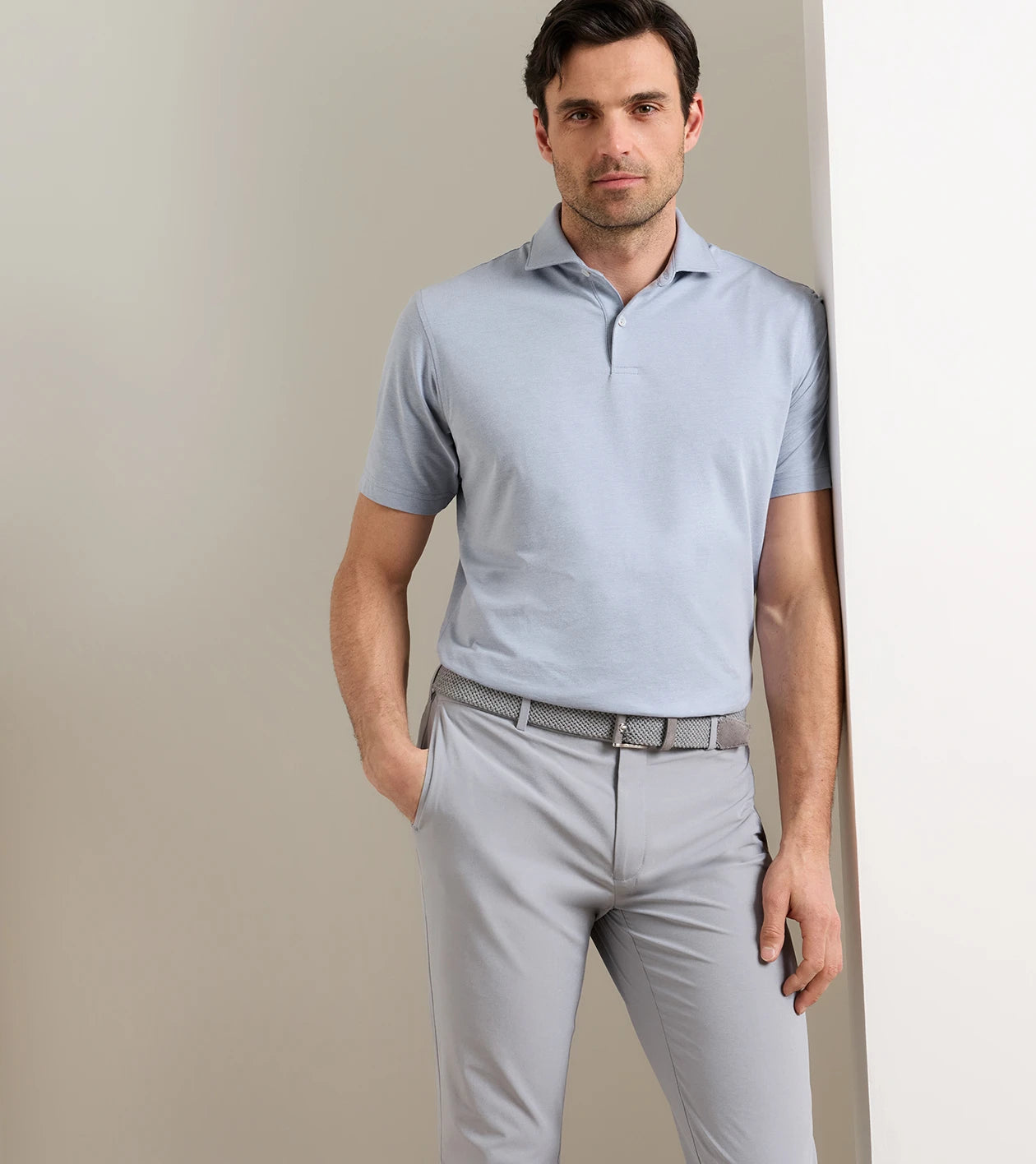 Albatross Cotton-Blend Pique Polo | Windy Blue