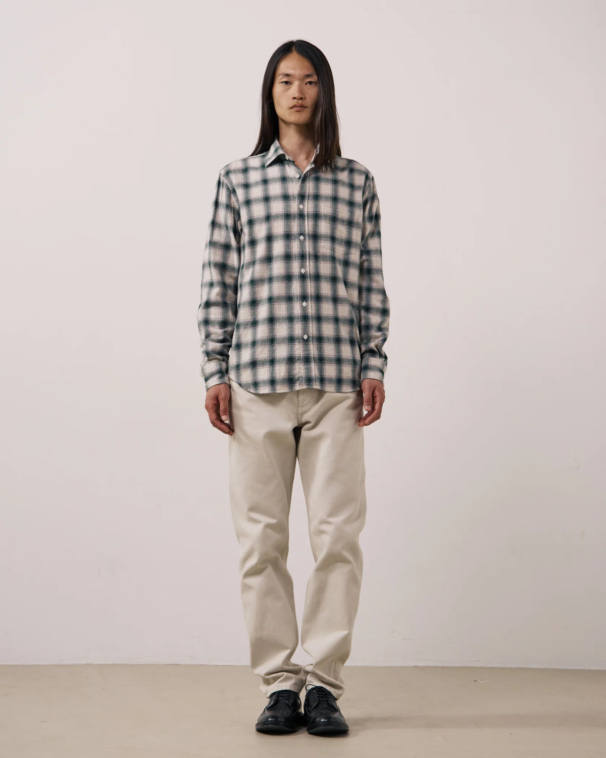 Paul Checked Flannel Shirt | Natural & Green