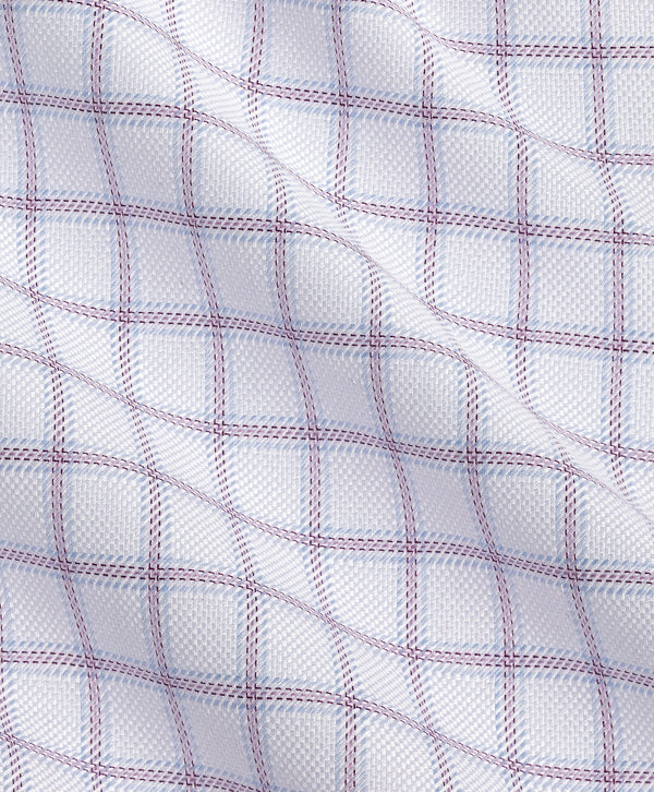 Windowpane Check Dress Shirt White & Merlot