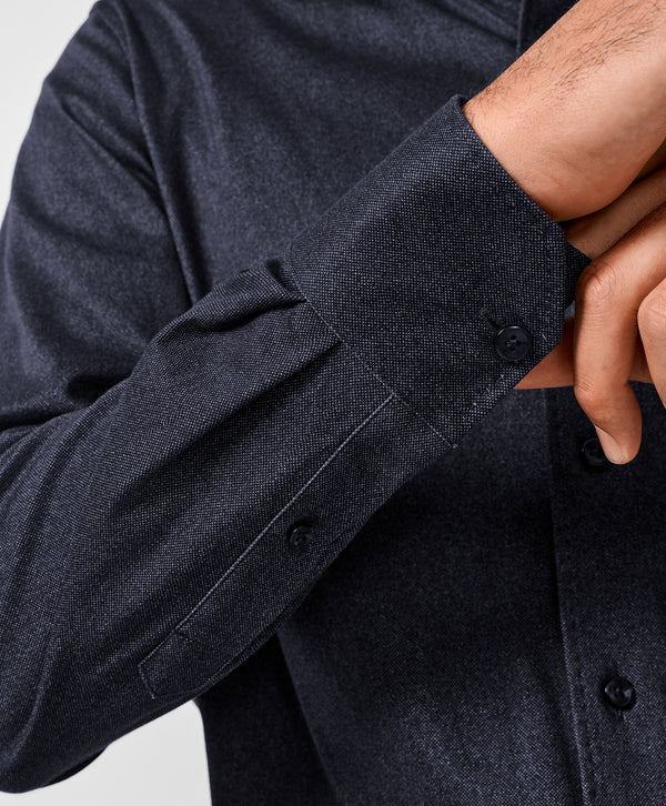 Solid Texture Knit Sport Shirt | Navy