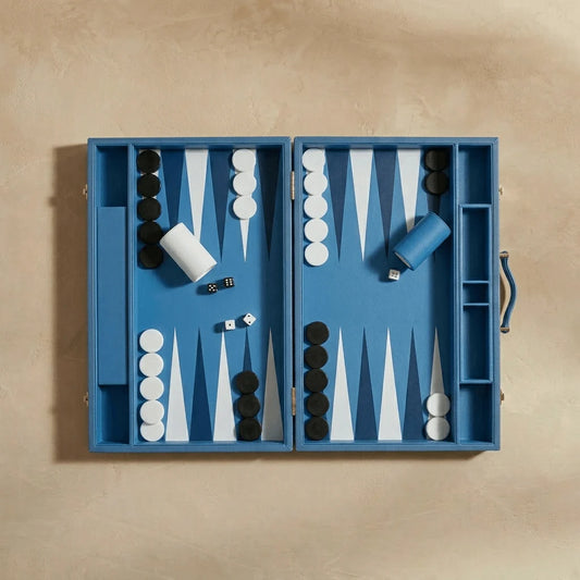 Leather Backgammon Set Blue