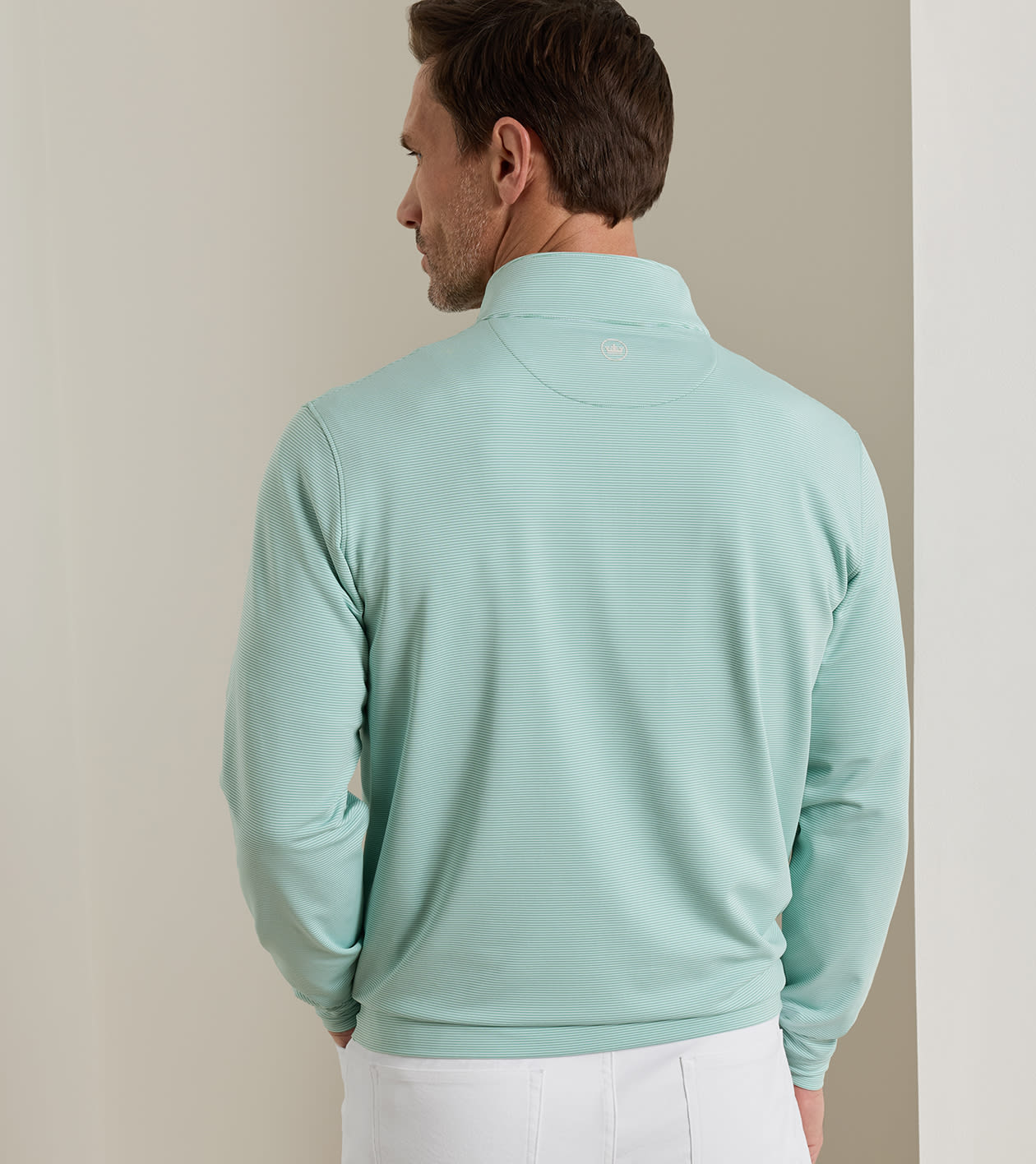 Perth Sugar Stripe Performance 1/4 Zip | Fresh Mint