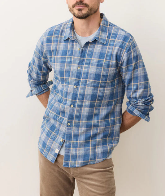 Classic Stretch Selvage Shirt | Blue Indigo Plaid