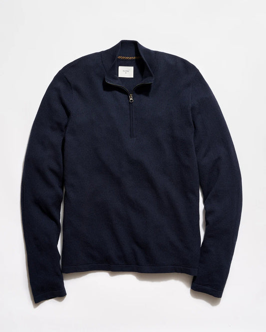Fine Gauge Textured 1/2 Zip | Carbon Blue