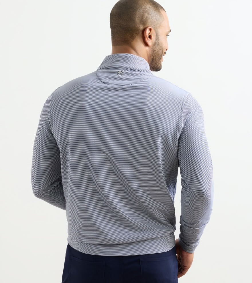 Perth Sugar Stripe Performance 1/4 Zip | Navy/White