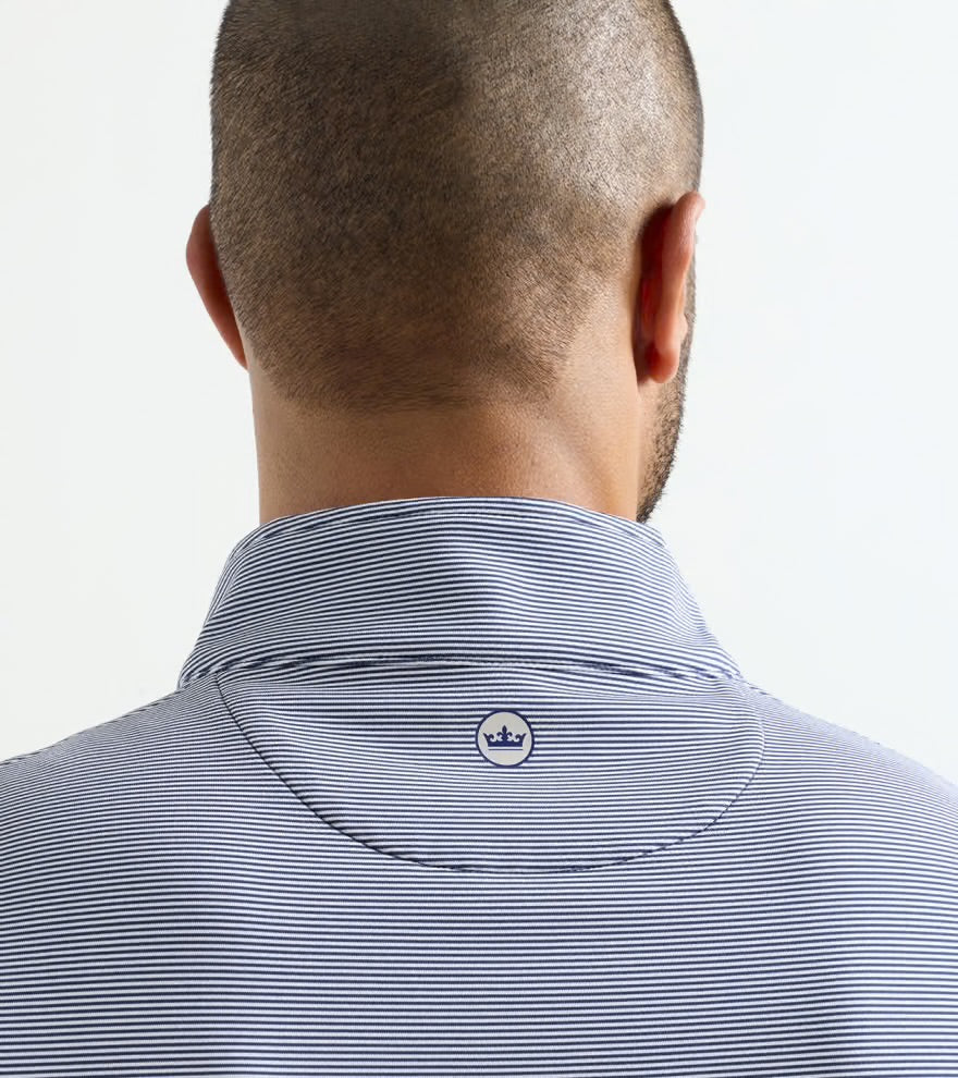 Perth Sugar Stripe Performance 1/4 Zip | Navy/White