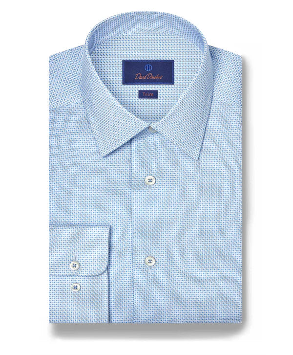 Sky Geometric Print Stretch Dress Shirt Trim Fit