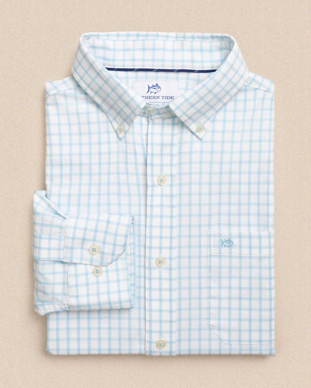 Tradewind Tattersall Sportshirt | Tropical Breeze Blue