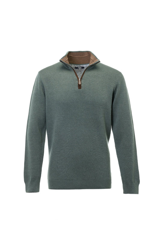 Alcantara Trim 1/4 Zip | Khaki