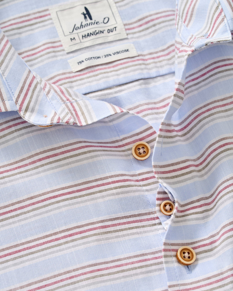 Leander Hangin’ Out Short Sleeve Button Down | Gulf Blue