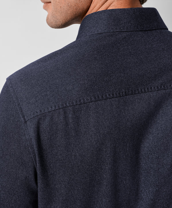 Solid Texture Knit Sport Shirt | Navy