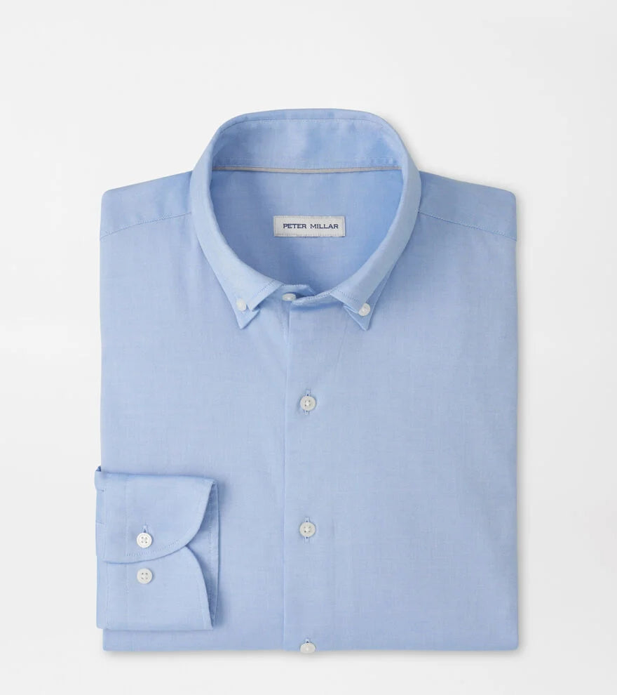 Campbell Perfect Pinpoint Cotton-Stretch Sport Shirt | Cottage Blue