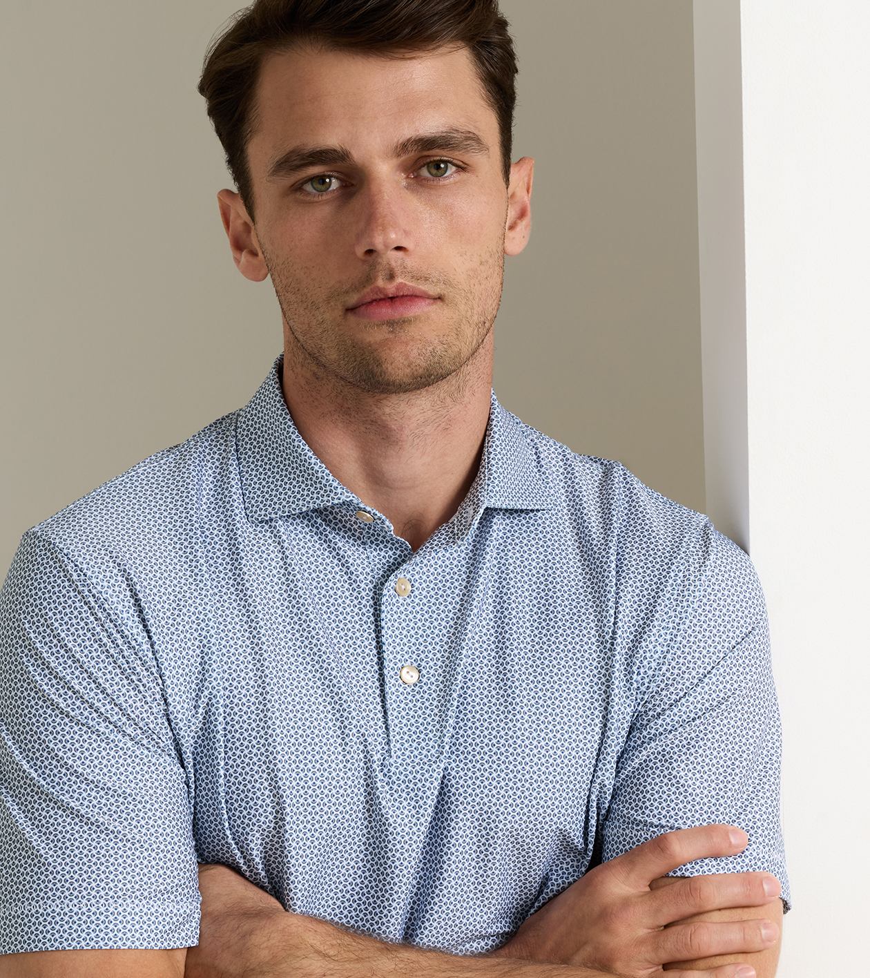 Rambla Performance Jersey Polo | White & Dark Amber